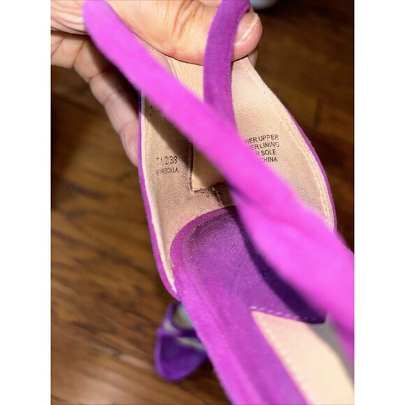 Brian Atwood Priscilla Purple Wedge Heels Leather 7.5 Straps Zip Peep Toe - Picture 6 of 11